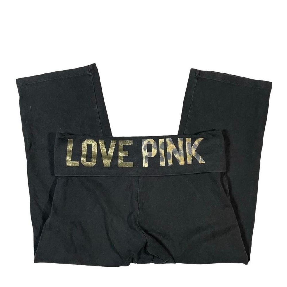 Victorias Secret Foldover Leggings Size M Capri Leopard Y2k Black